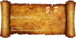 Balla Pál névjegykártya